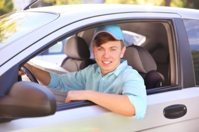 Courier in car