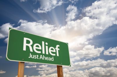 Relief just ahead Sign