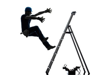 man falling off a ladder